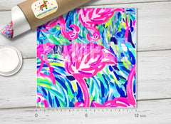 Lilly Inspired Flamingo Pattern Adhesive Vinyl L067