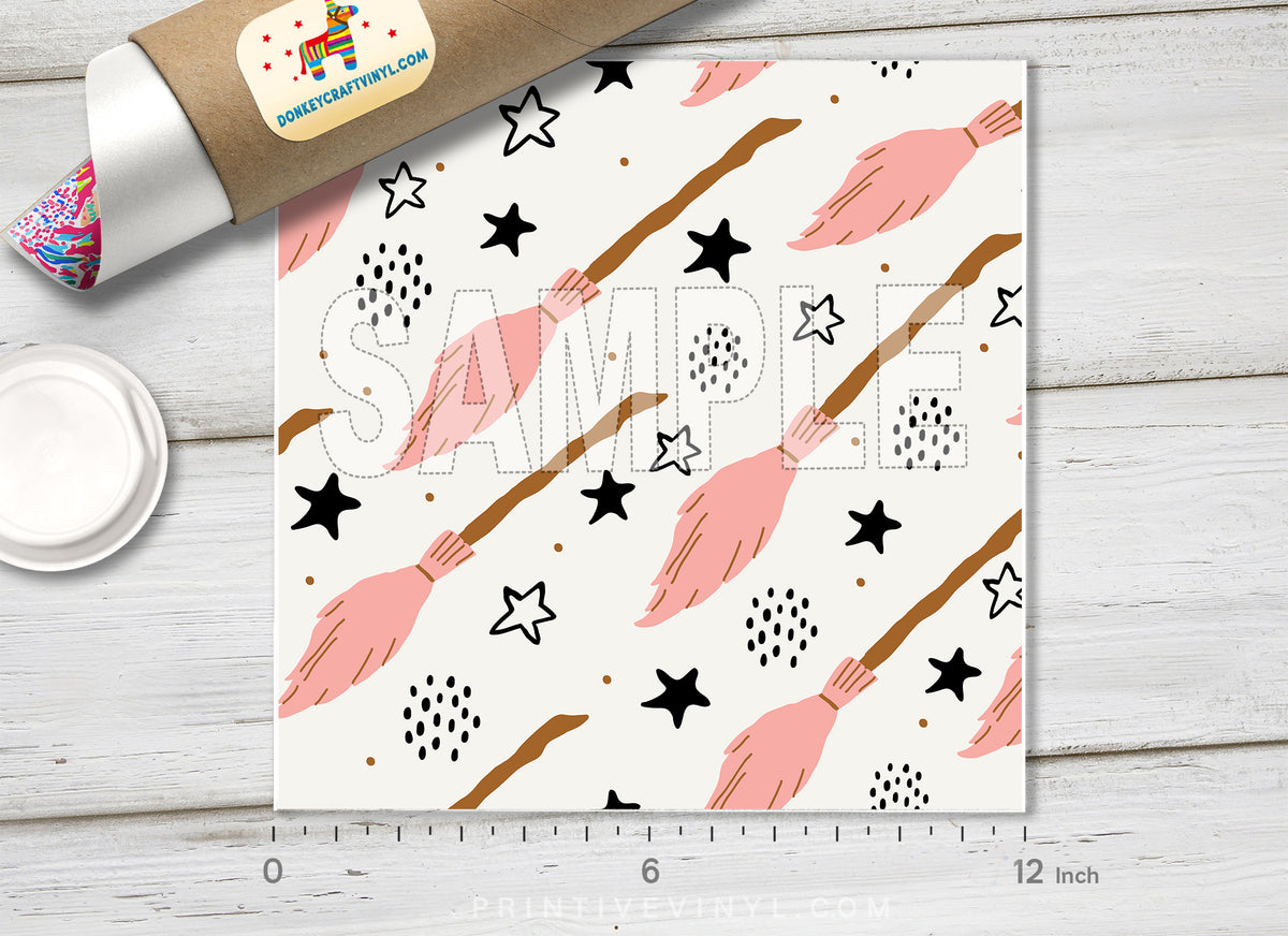 Flying Broom Patterned Adhesive Vinyl H025