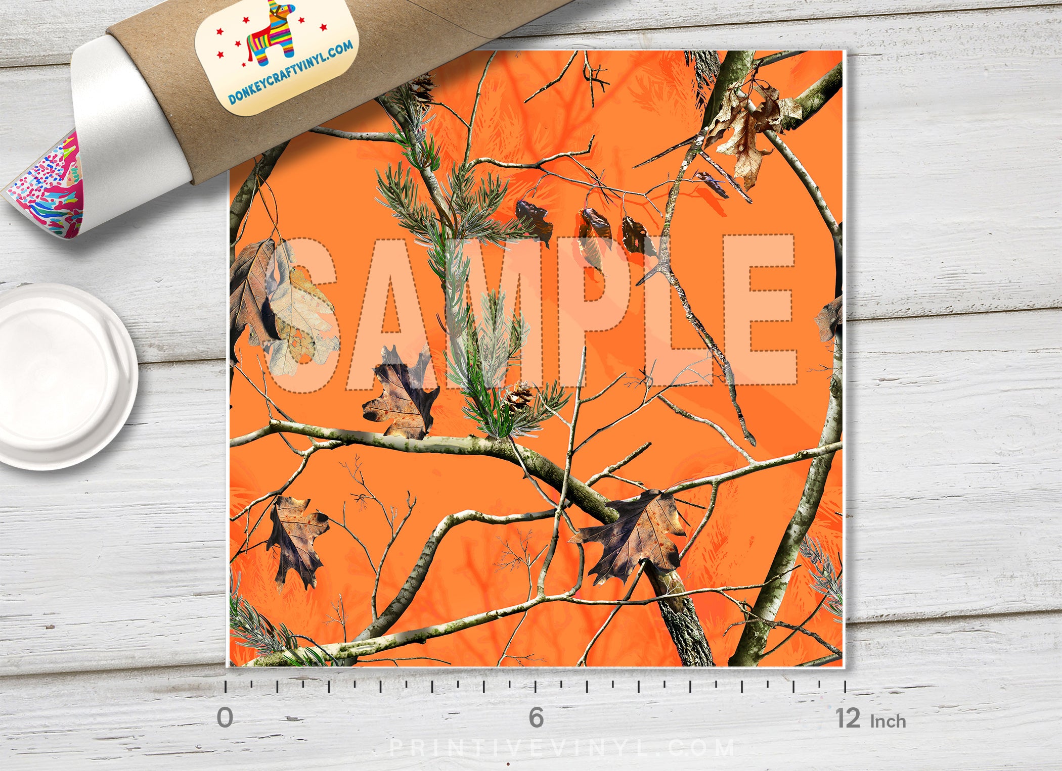 Orange Hunting Camo Adhesive Vinyl 1401 - Donkey Craft Vinyl