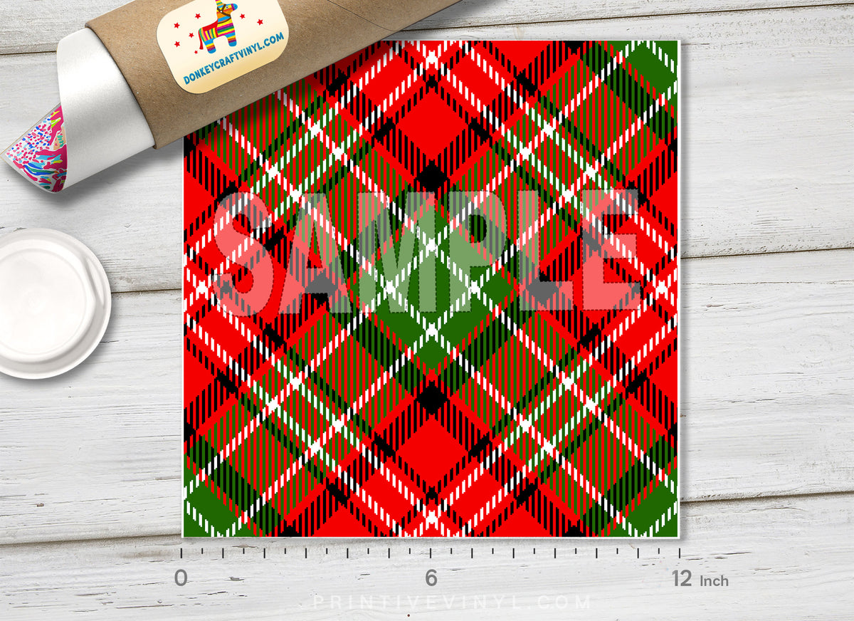 Christmas Plaid Patterned Adhesive Vinyl X018