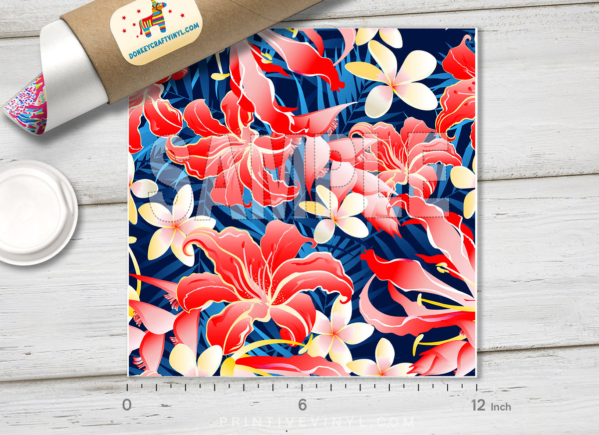 Tropical Flower Pattern Adhesive Vinyl 980