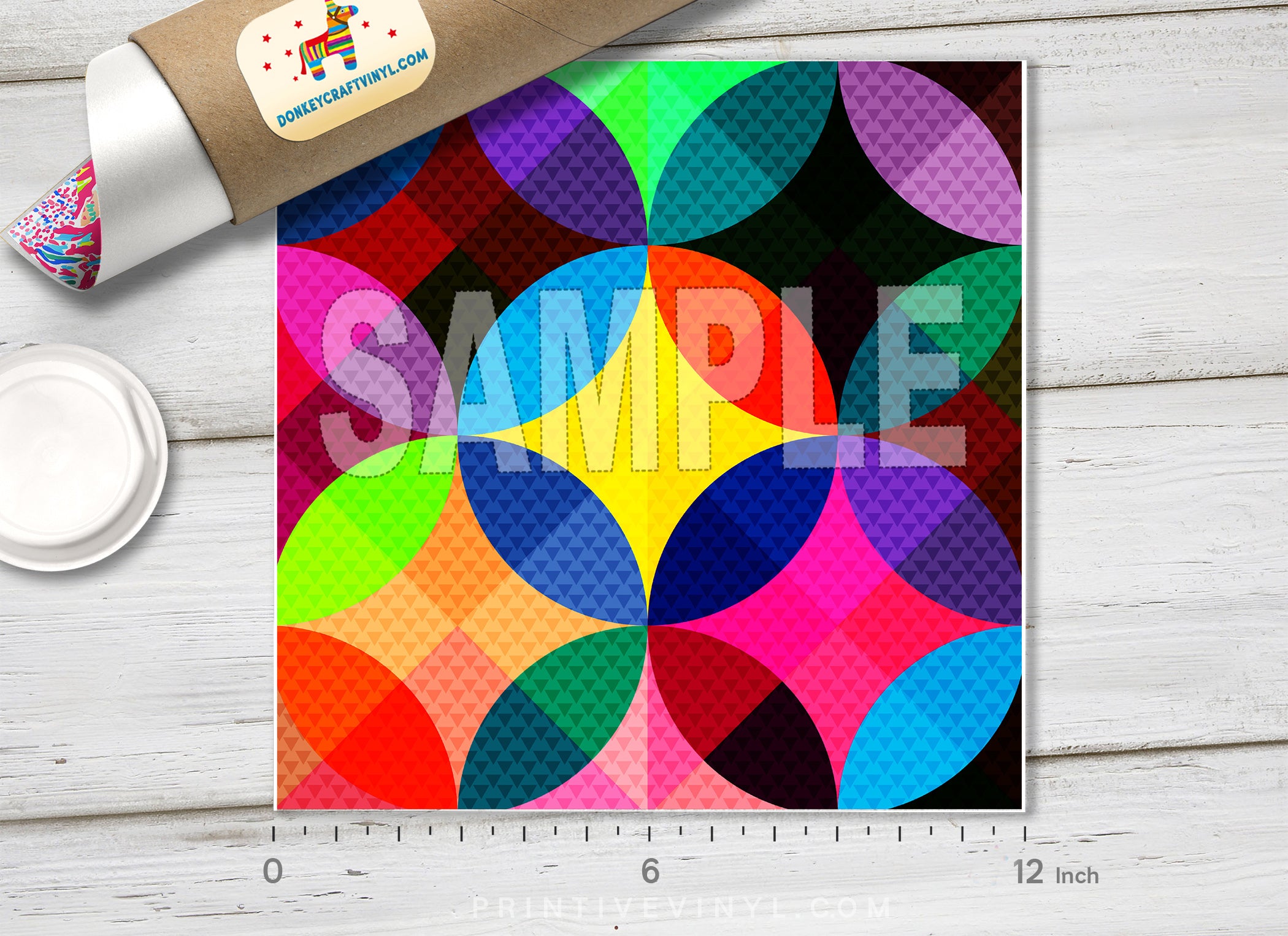 Vibrant Geometric Circles Adhesive Vinyl 1356 - Donkey Craft Vinyl
