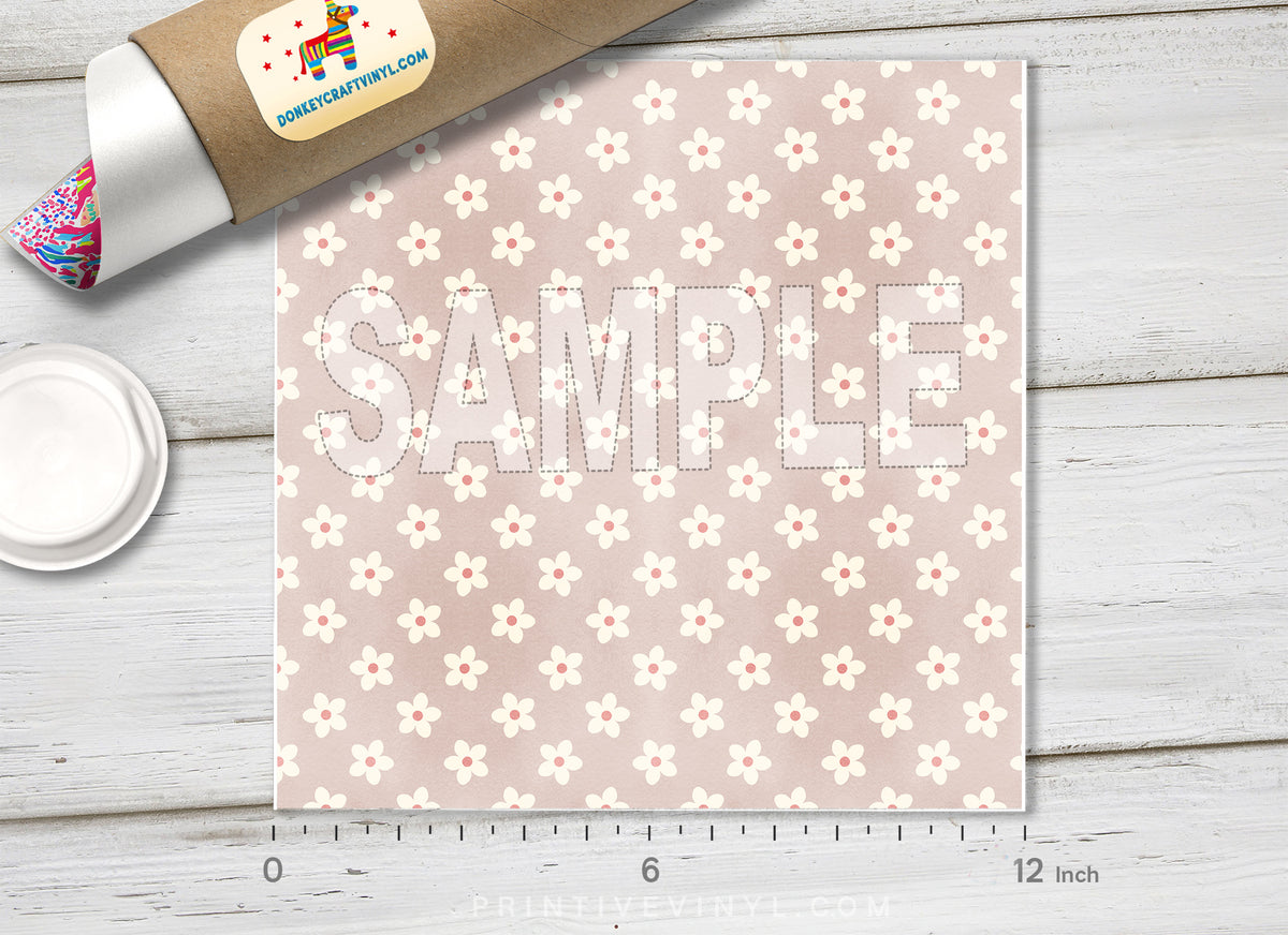 Pink Daisy Floral Adhesive Vinyl 1600