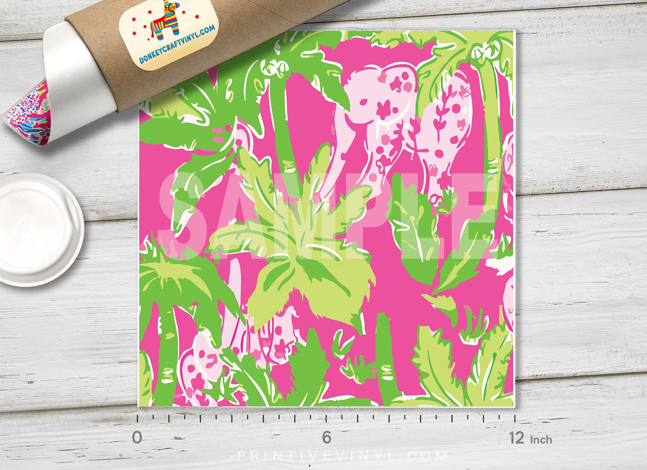 Lilly Inspired Pink Elephants Pattern Adhesive Vinyl L019