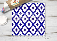 Blue & White Quatrefoil Tile Pattern HTV 1512