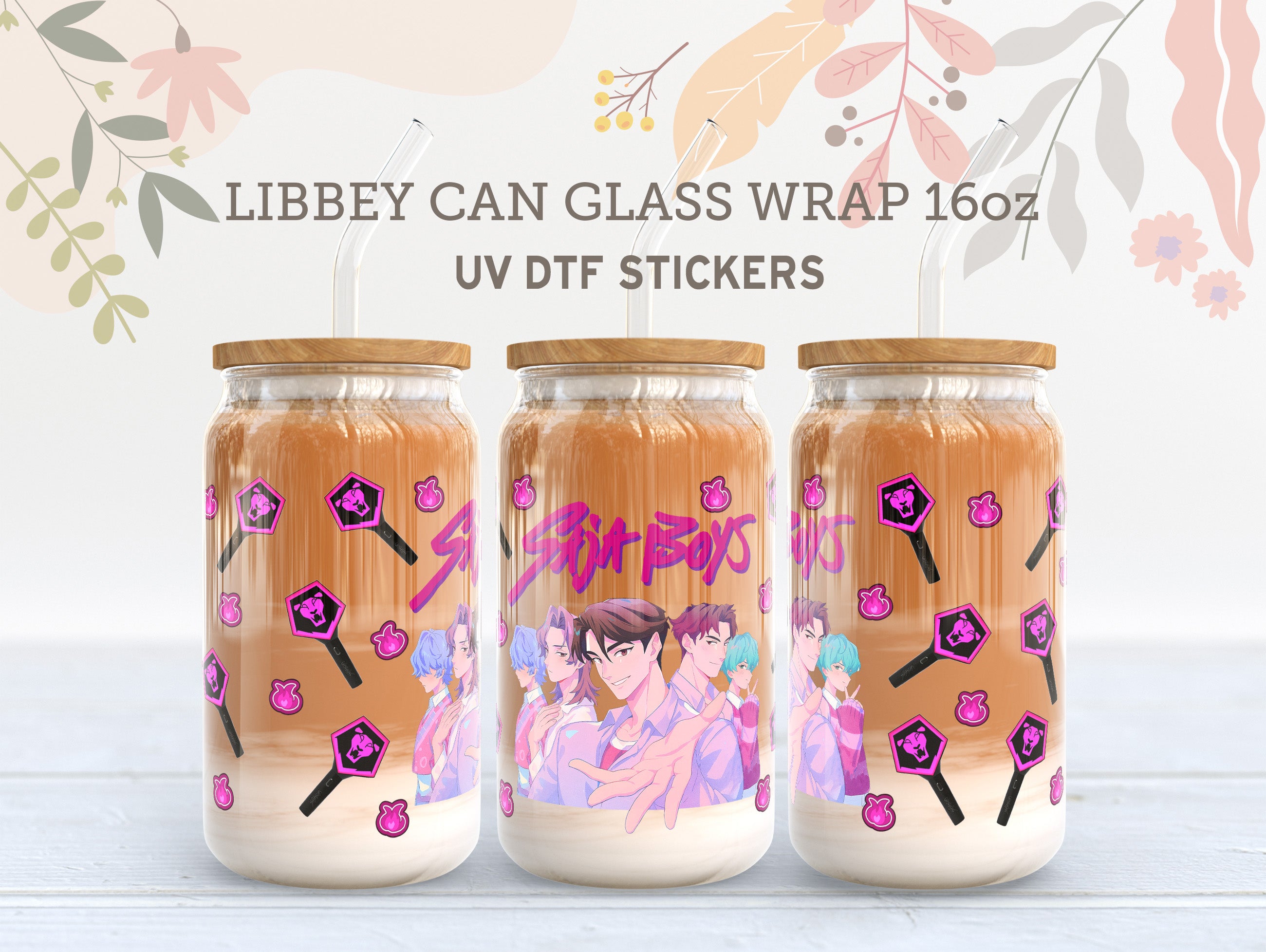 Saja Boys Kpop Demon Hunters UV DTF Libbey Wrap | 16oz Glass Cup Sticker UV182