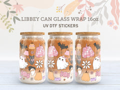 Halloween UV DTF, Ready to Transfer, 16 oz Libbey Glass Can Wrap UV017