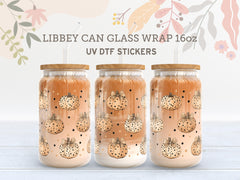Polka Dot Pumpkin UV DTF Libbey Wrap | Fall Halloween 16oz Glass Can Sticker  UV172