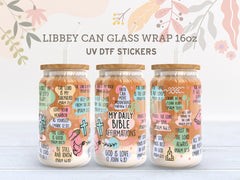 Bible Verse UV DTF, Ready to Transfer, 16 oz Libbey Glass Can Wrap UV011