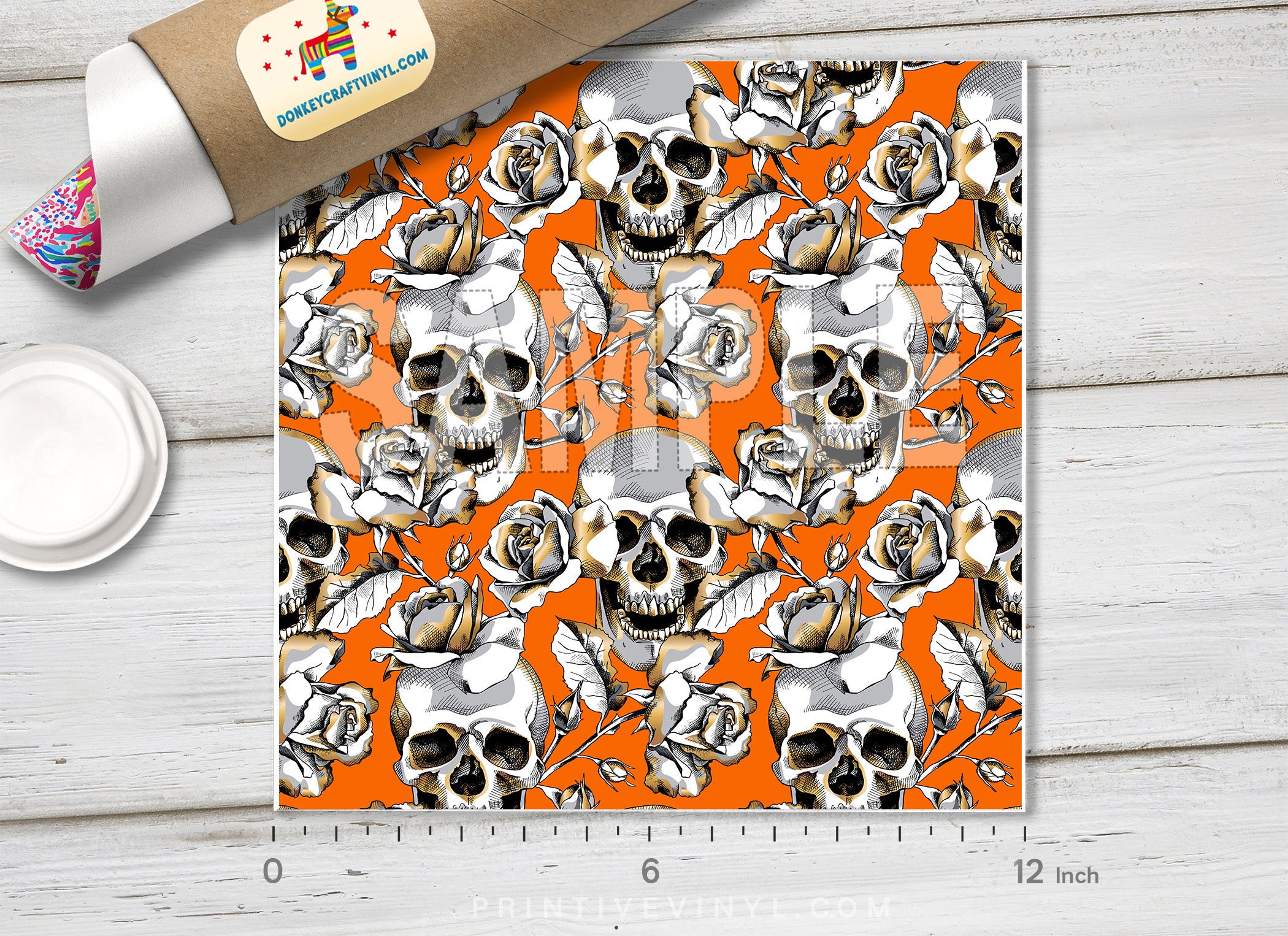 Halloween skull Patterned Adhesive Vinyl 729