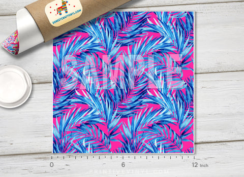 Watercolor tropical leaves  Patterned HTV 061