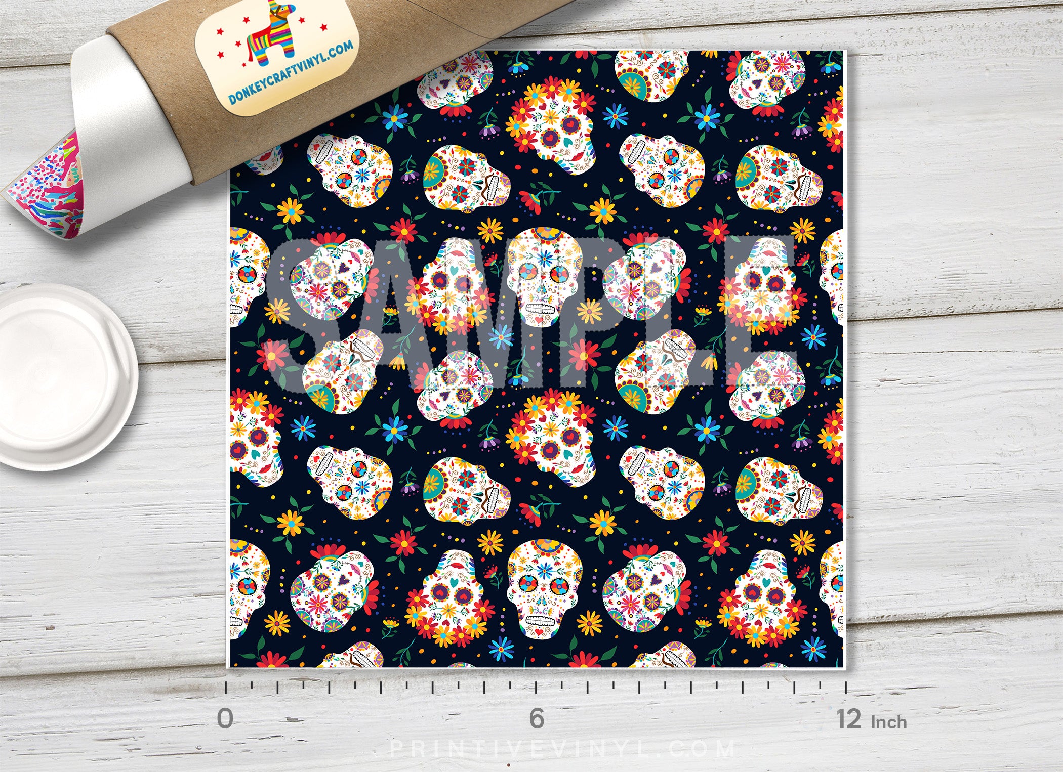 Halloween Sugar Skull Patterned Adhesive Vinyl 743