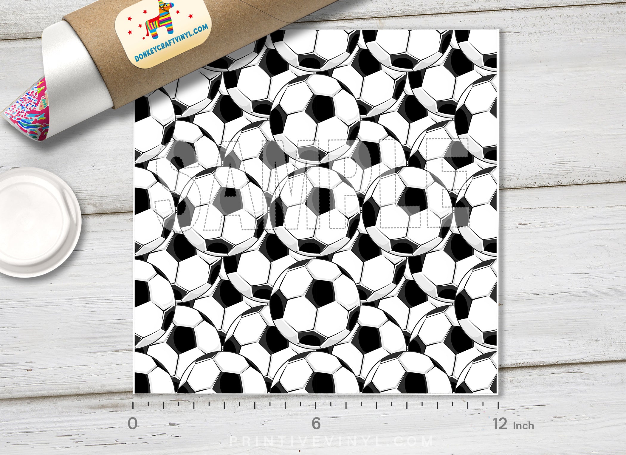 Black and White Soccer Ball Adhesive Vinyl 1419 - Donkey Craft Vinyl