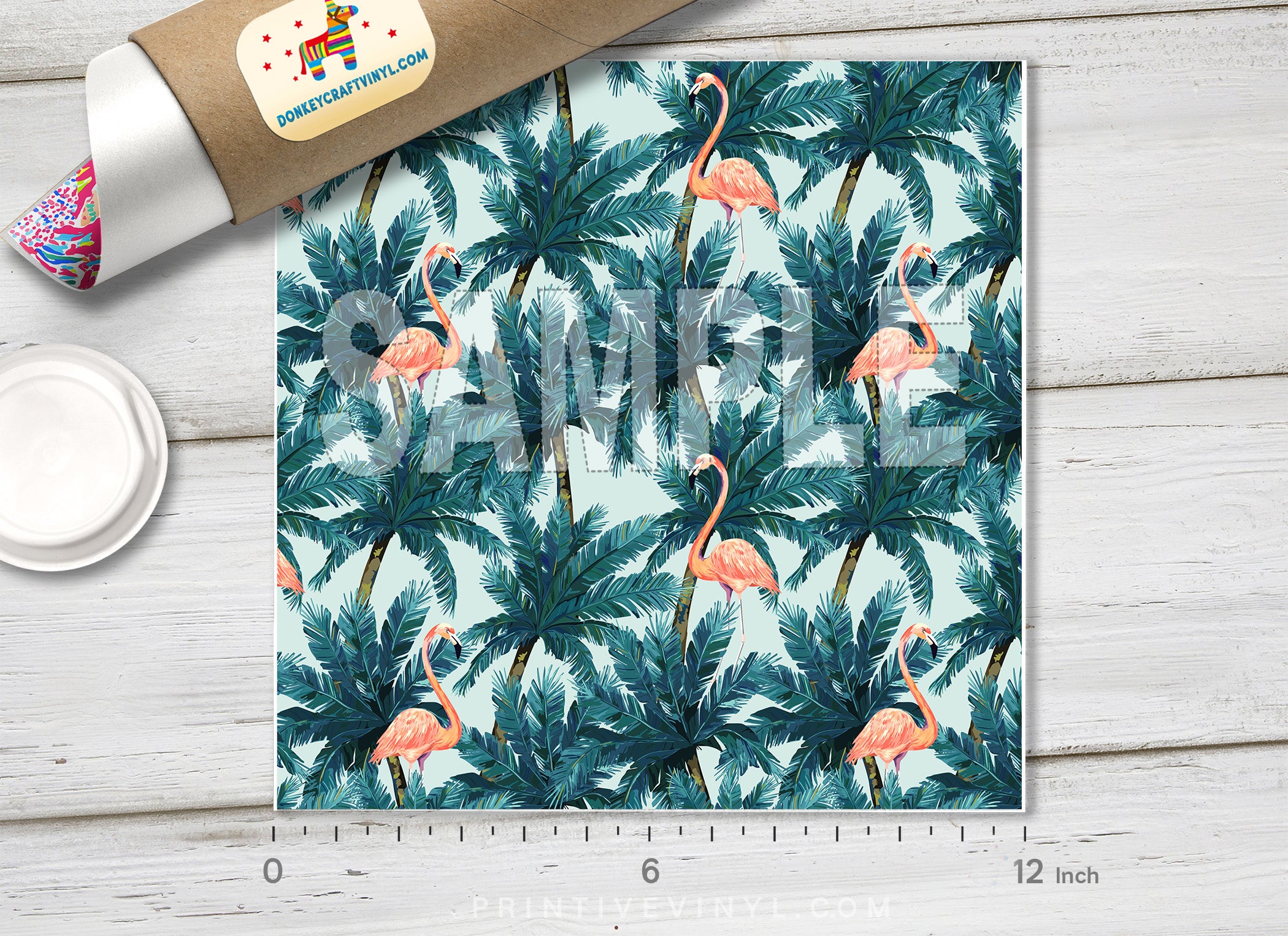 Palm Tree Flamingo Adhesive Vinyl 1137