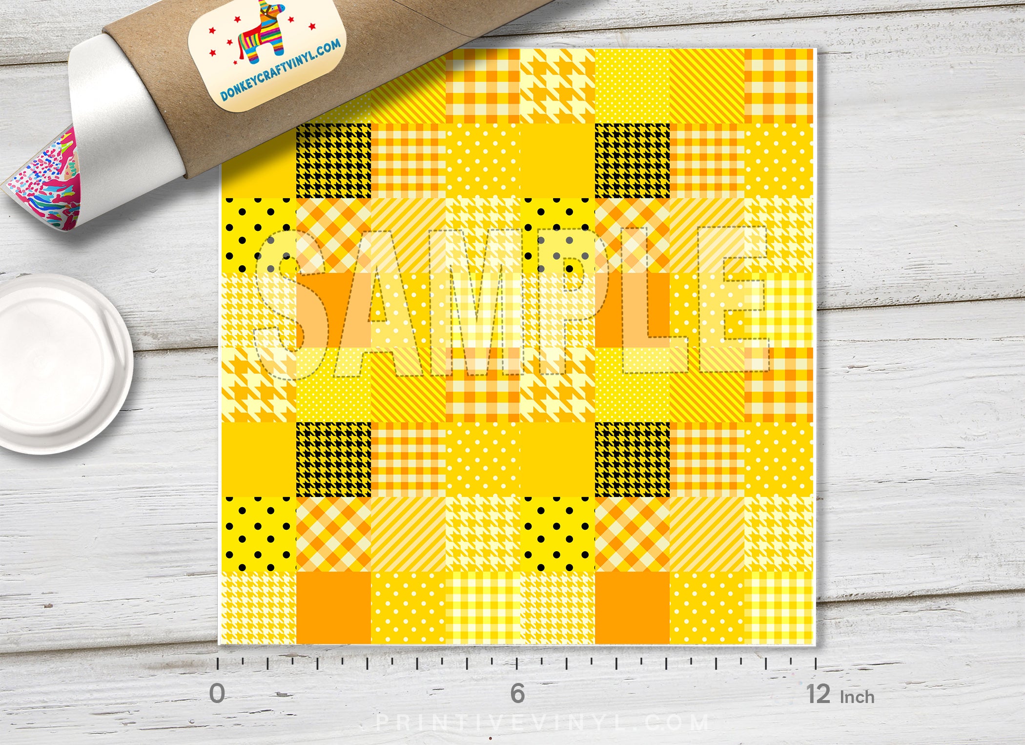 Geometric Patchwork Pattern Adhesive Vinyl Adhesive Vinyl 1336 - Donkey Craft Vinyl