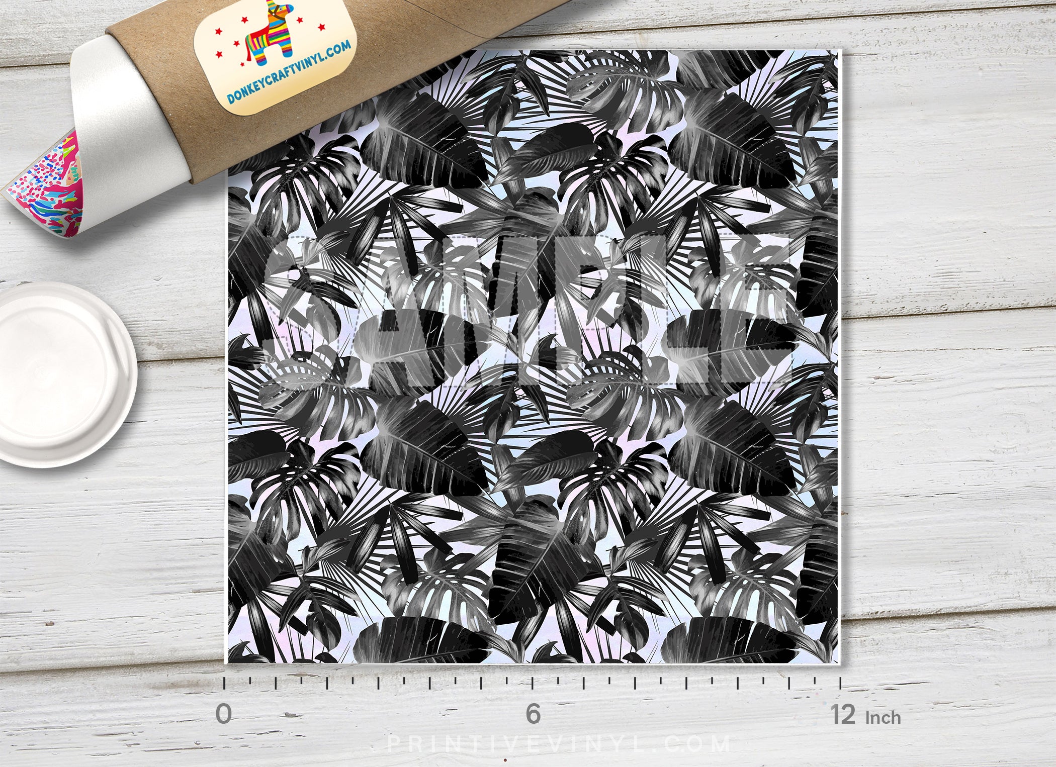 Black Palm Tree Adhesive Vinyl 1255