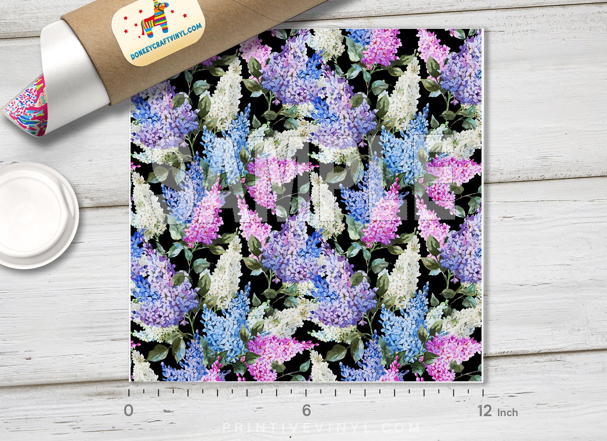 Lilac Flower Pattern Adhesive Vinyl 669
