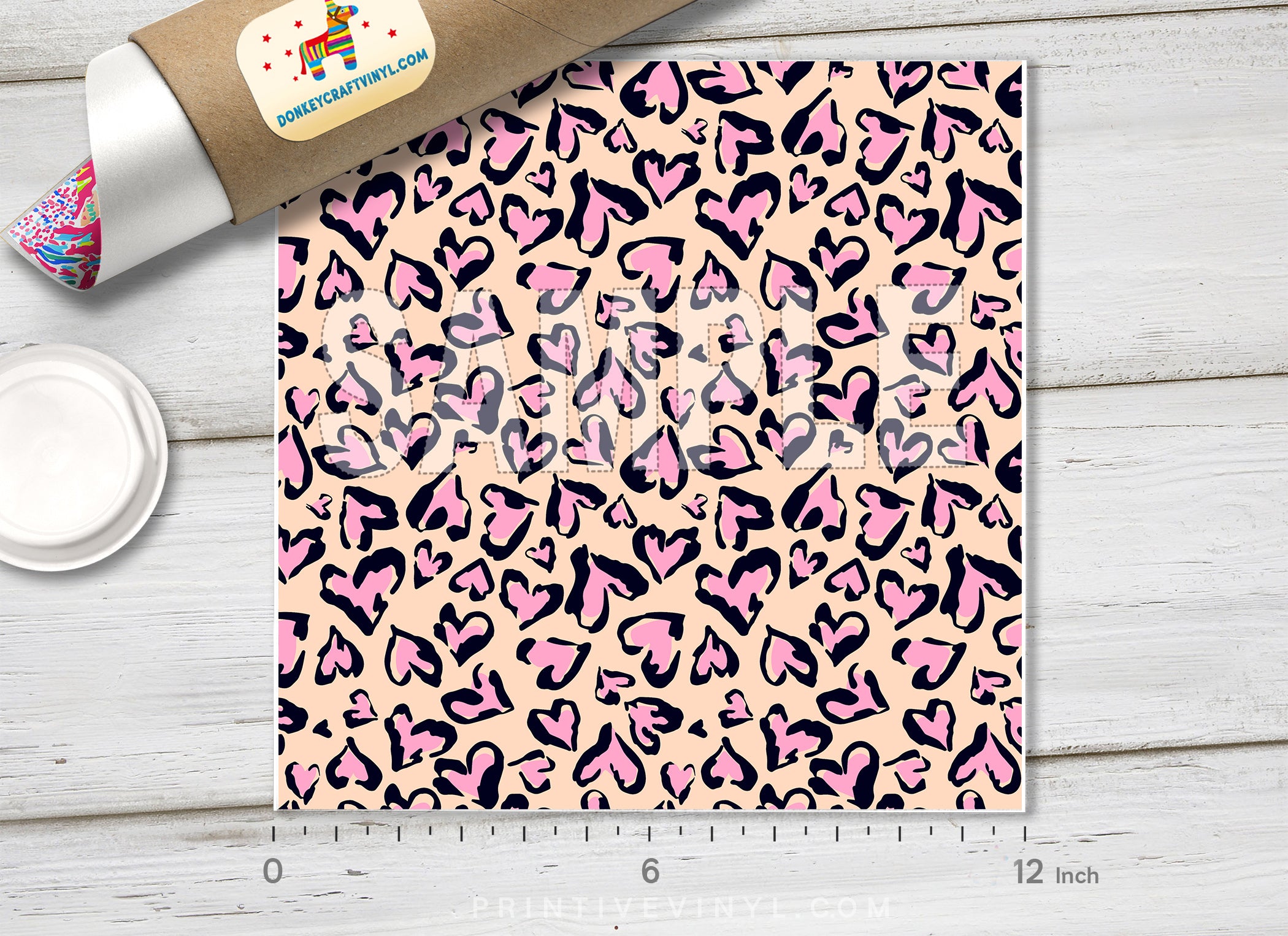 Pink Heart Leopard Adhesive Vinyl 1147