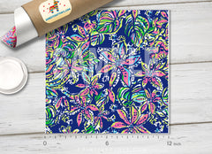 Lilly Inspired Blue Sea Pattern Adhesive Vinyl L062