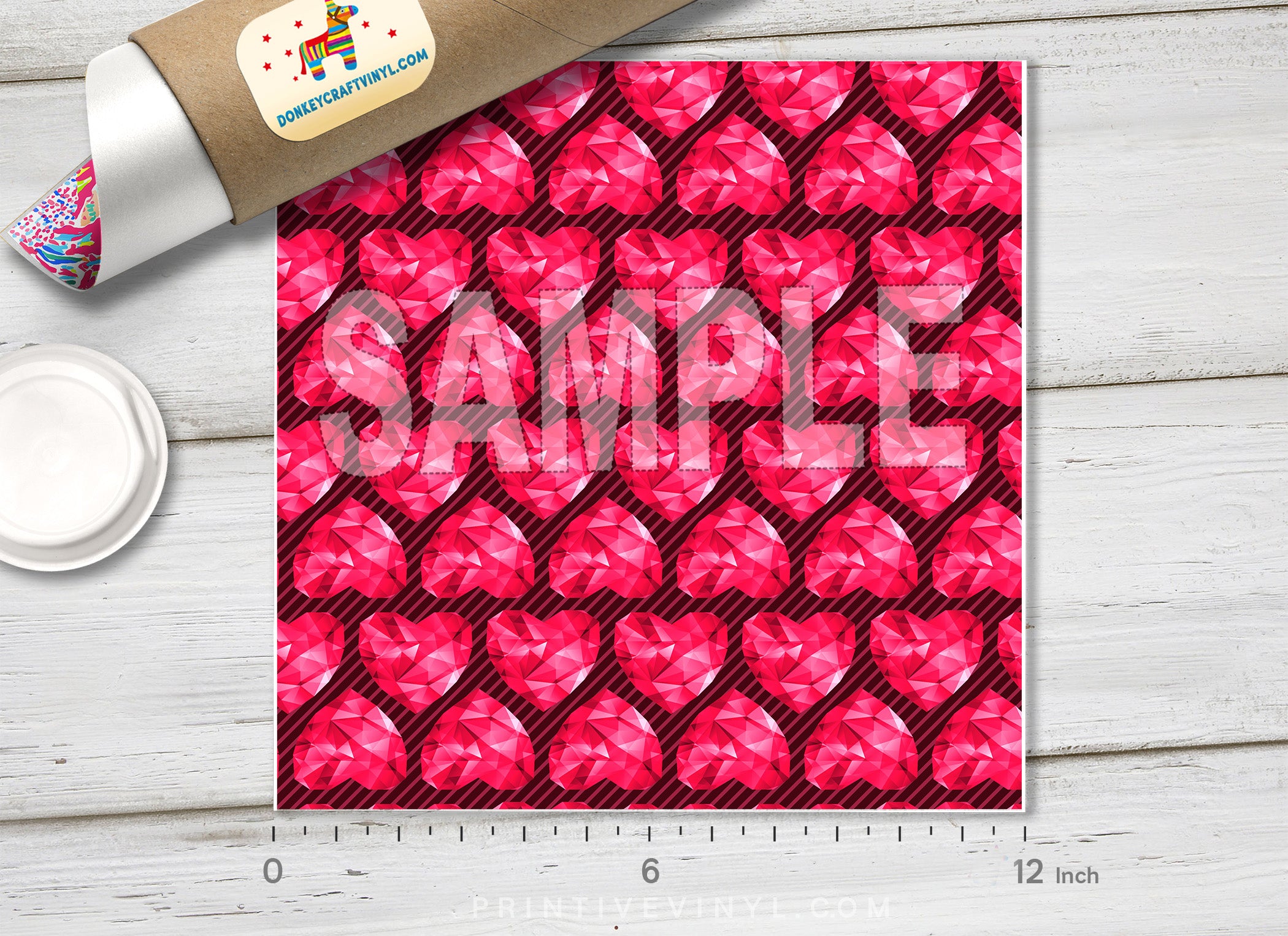 Pink Hearts Pattern Adhesive Vinyl 636