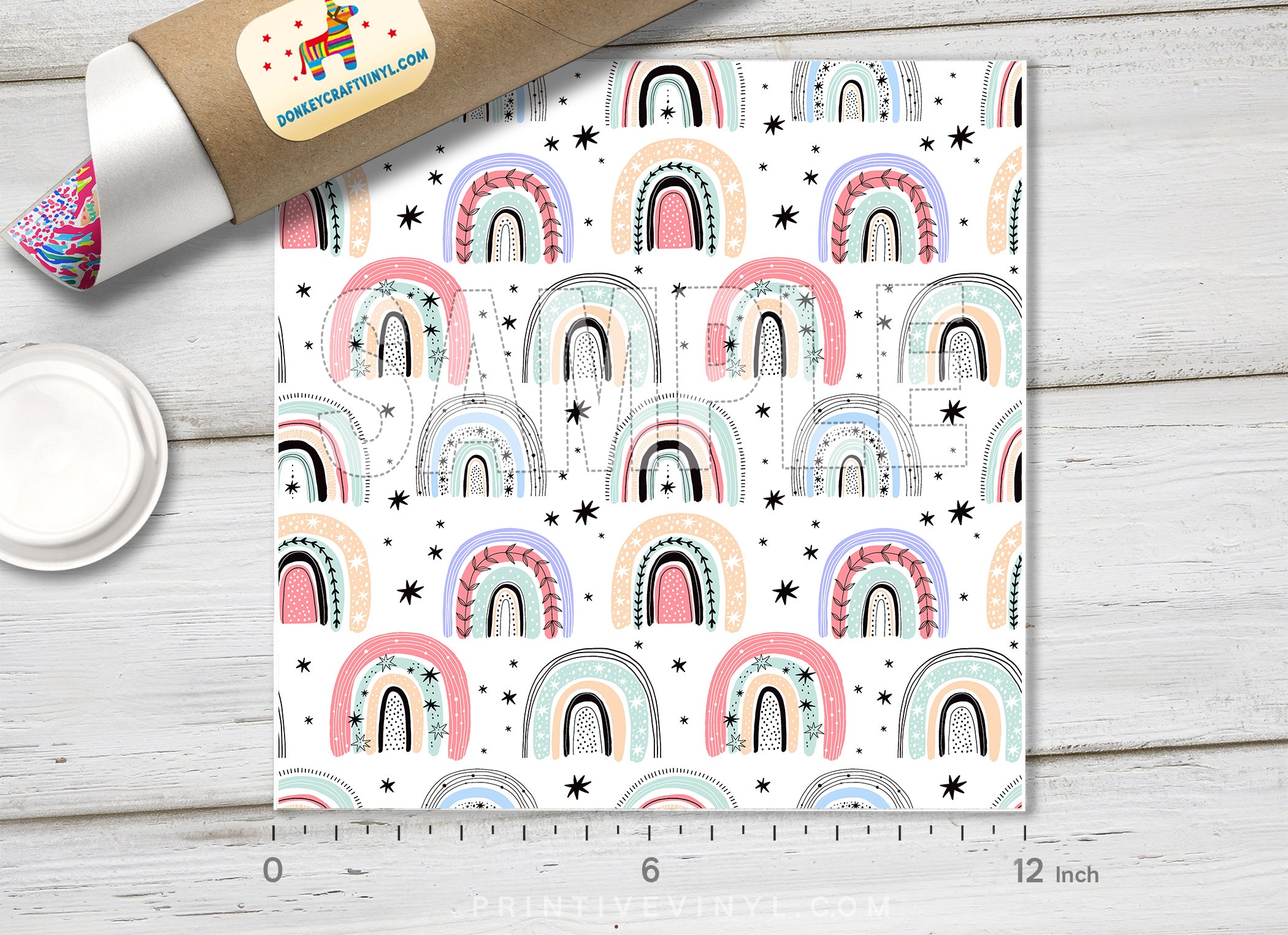 Pastel Boho Rainbow Patterned HTV 1449 - Donkey Craft Vinyl