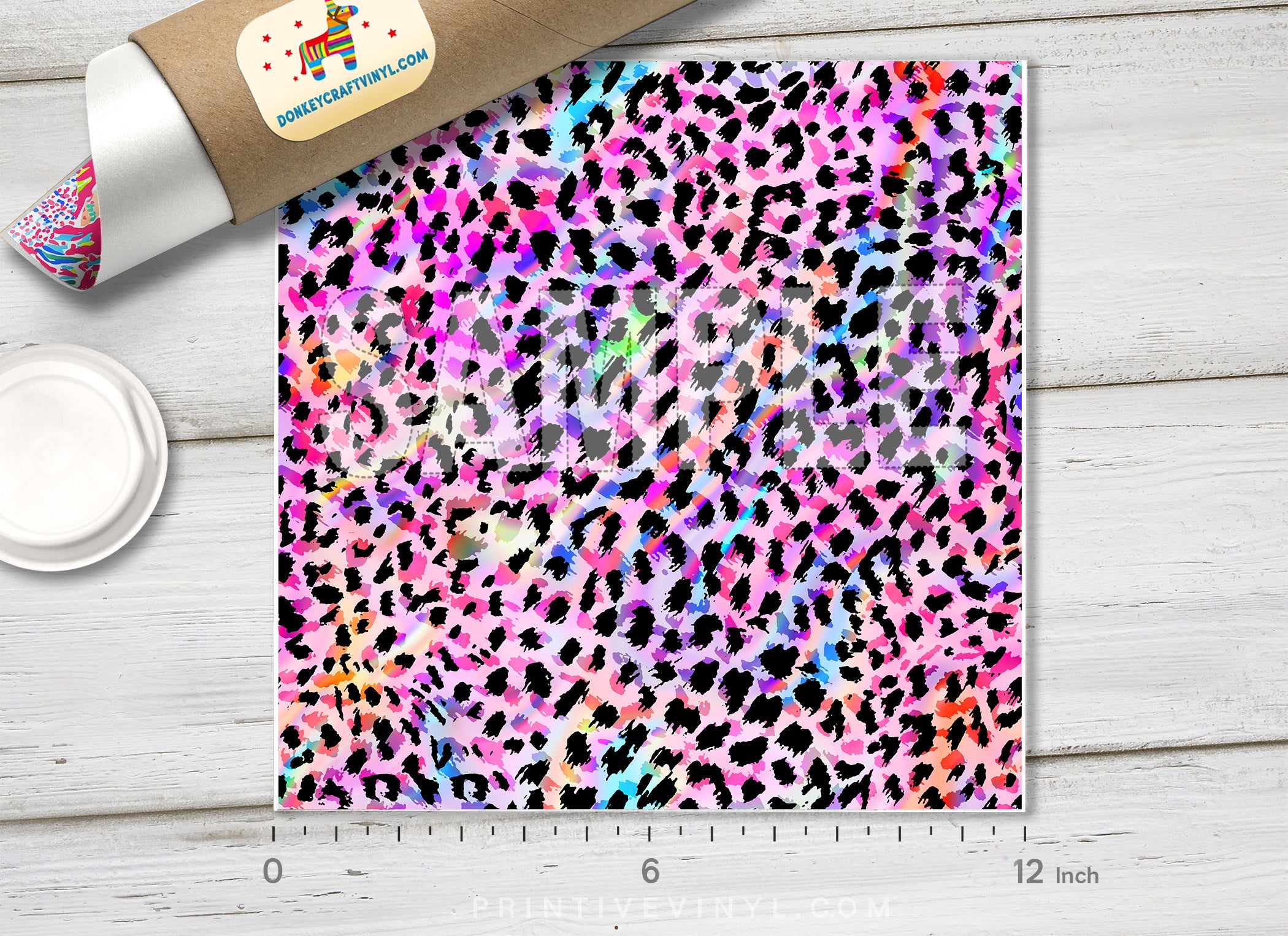 Rainbow Leopard Print Adhesive Vinyl 1415 - Donkey Craft Vinyl