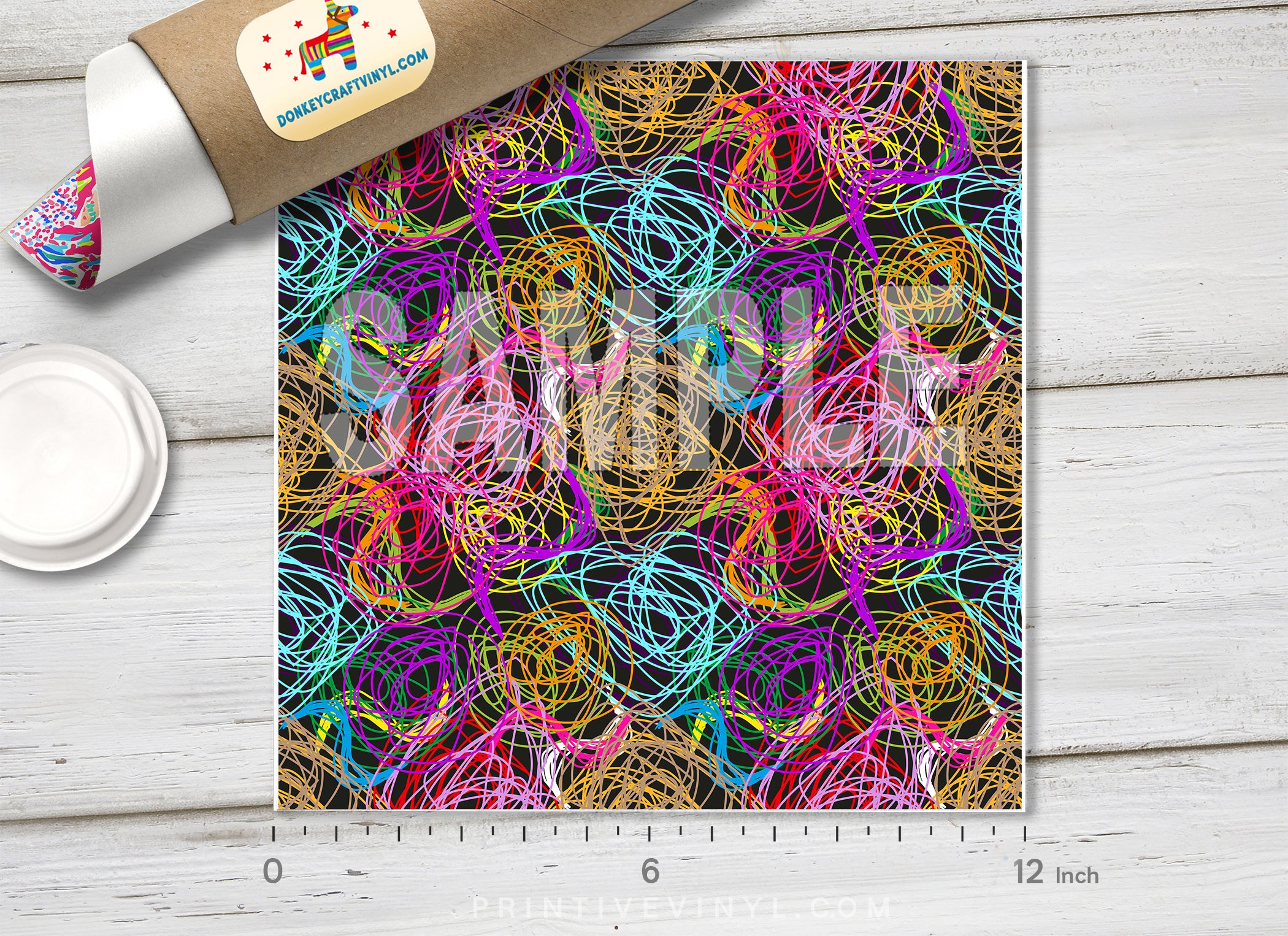 Colorful Scribble Abstract Adhesive Vinyl 1334 - Donkey Craft Vinyl