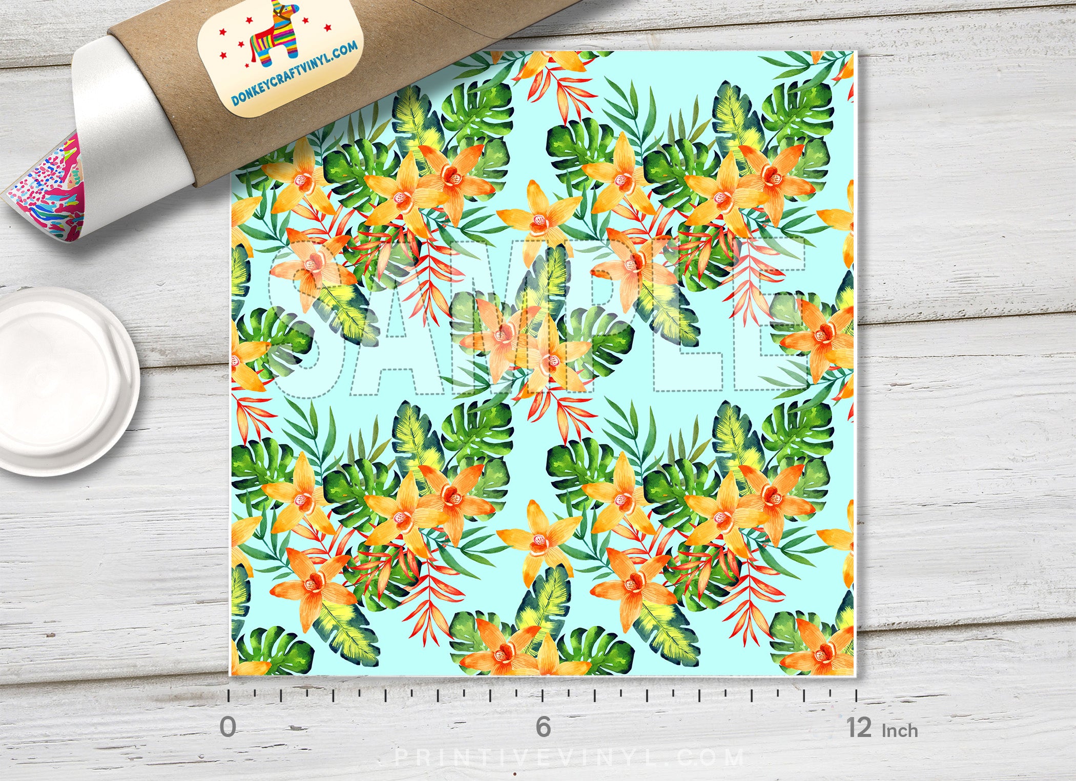 Tropical Flowers Pattern Adhesive Vinyl 679