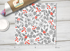 Christmas Holly Berries Patterned Adhesive Vinyl X021