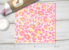 Pastel Pink and Yellow Leopard Print Adhesive Vinyl 1326 - Donkey Craft Vinyl