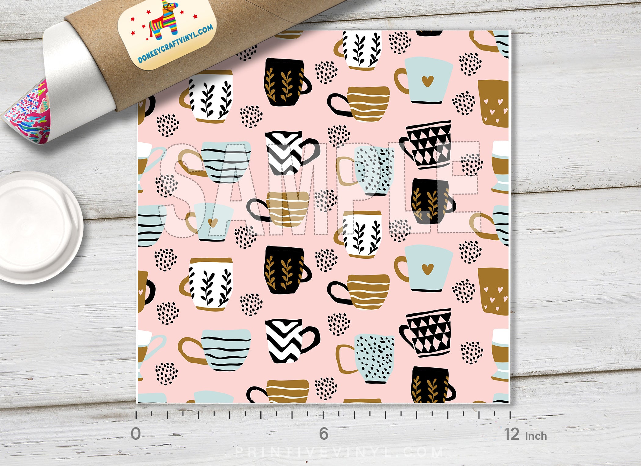 Cute Boho Coffee Mugs Adhesive Vinyl 1344 - Donkey Craft Vinyl
