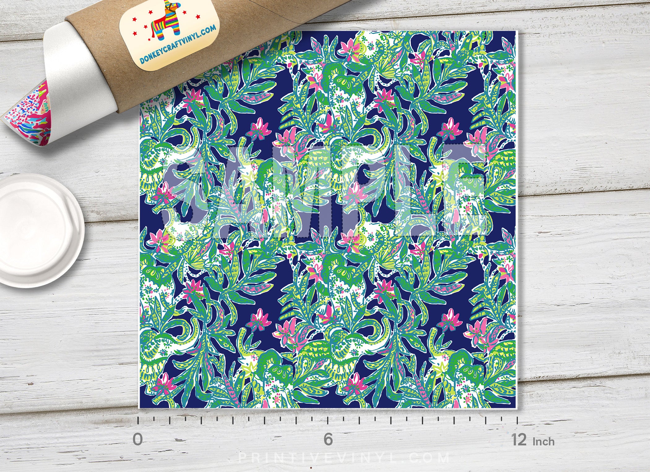 Lilly Inspired Summer in Navy Pattern Adhesive Vinyl L053