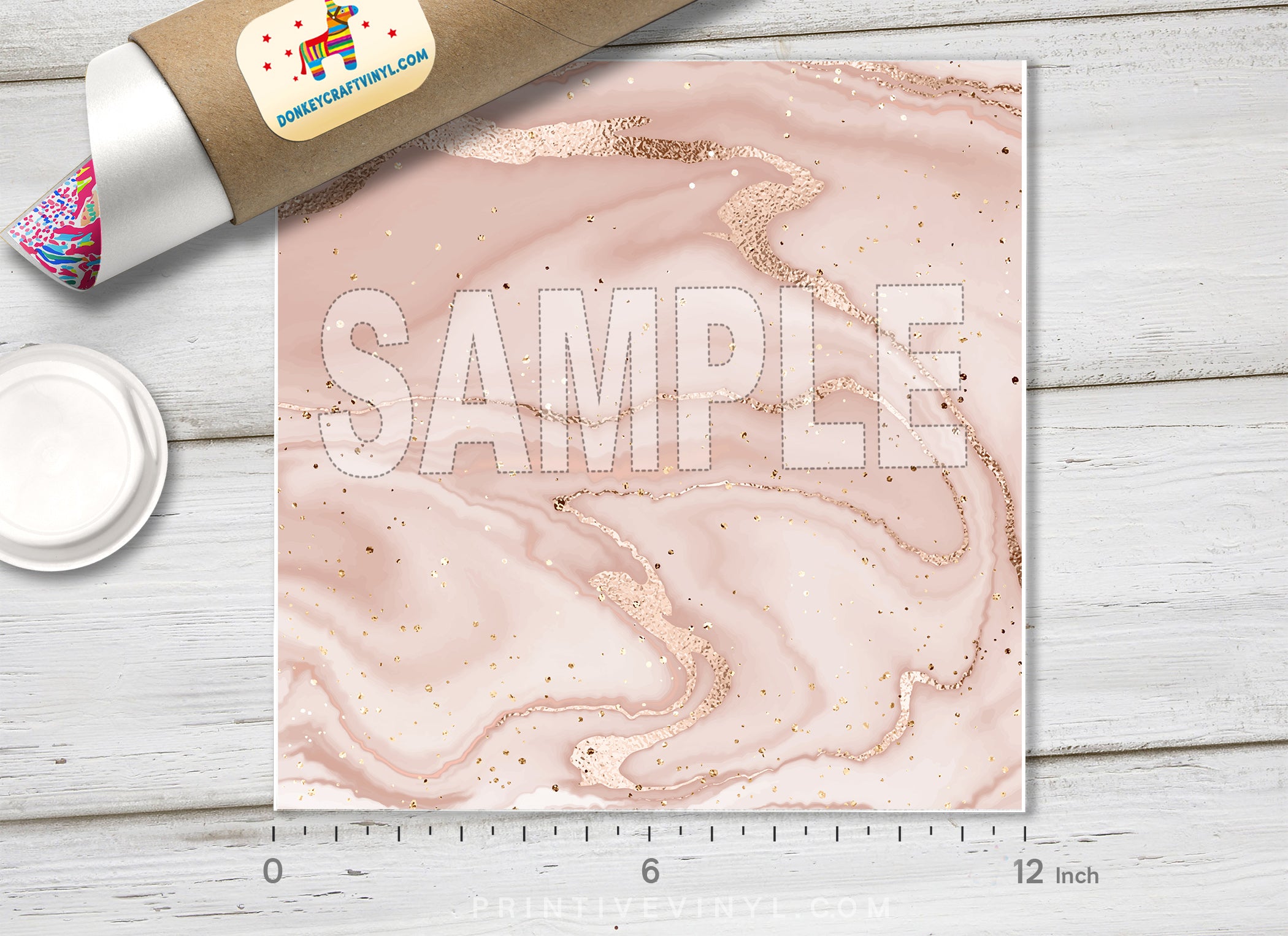 Pastel Pink and Purple Gold Flake Marble HTV 1289
