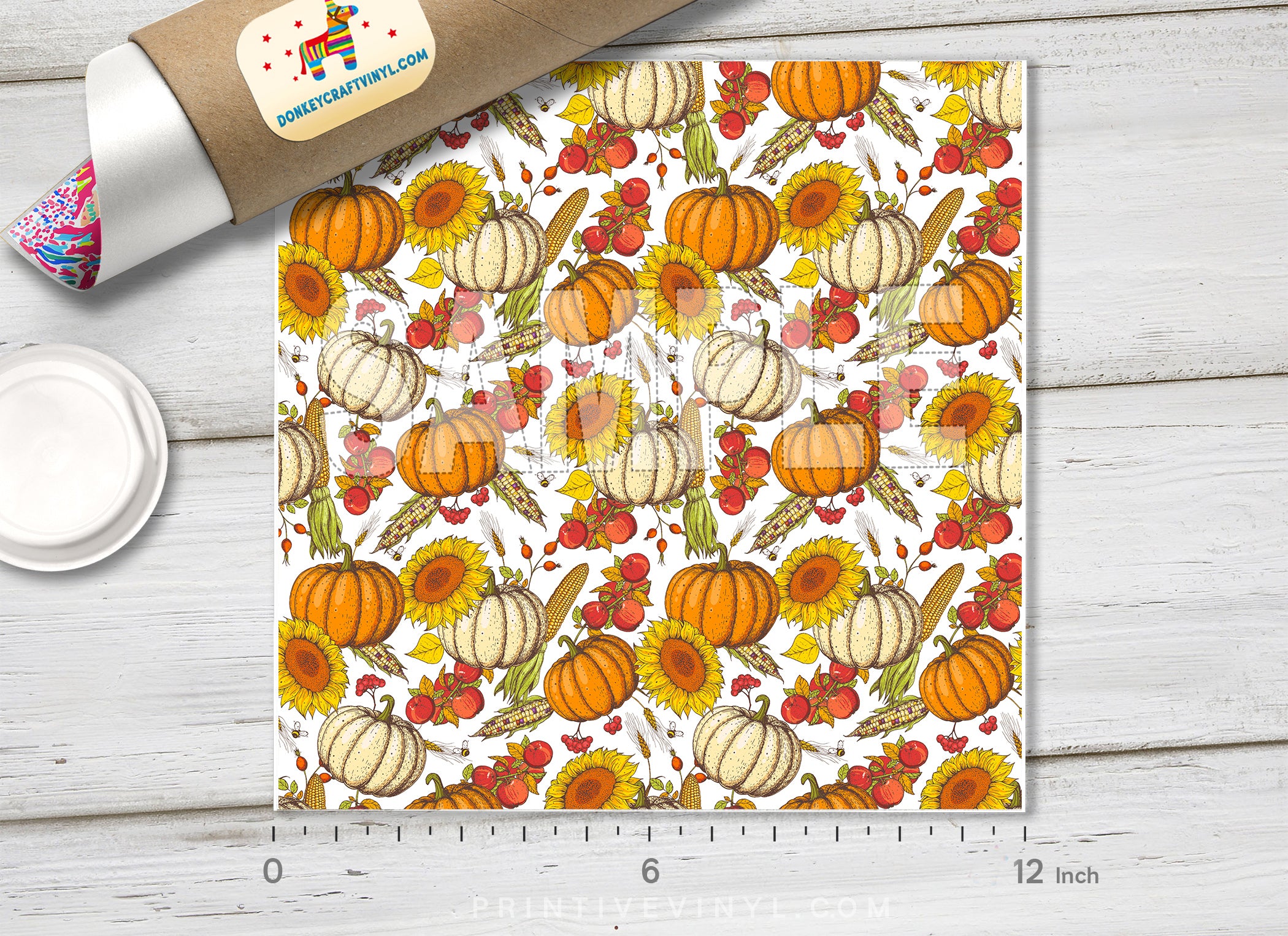 Thanksgiving Day Pumpkin Patterned Adhesive Vinyl H028