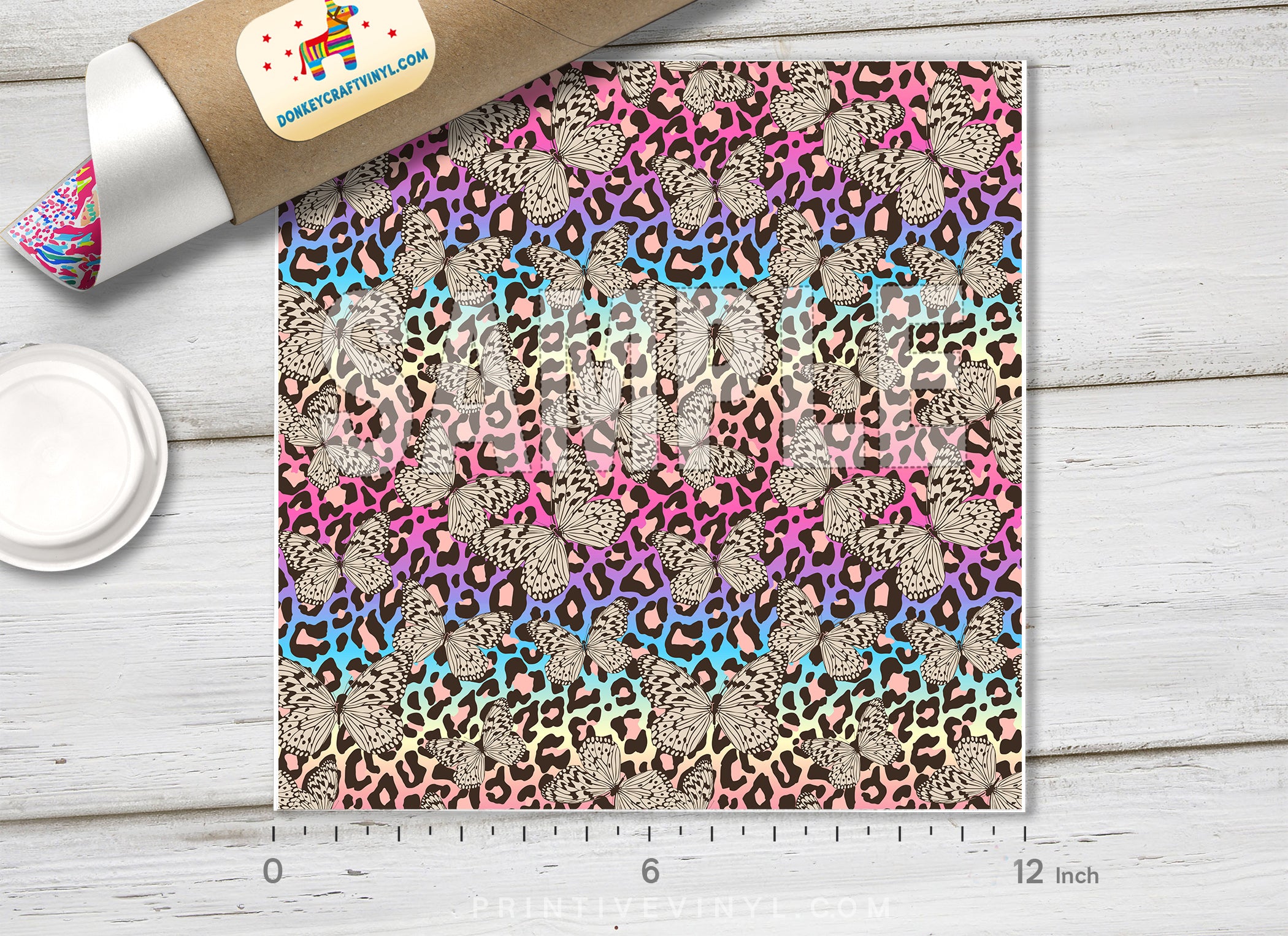 Rainbow Leopard Adhesive Vinyl 1312 - Donkey Craft Vinyl
