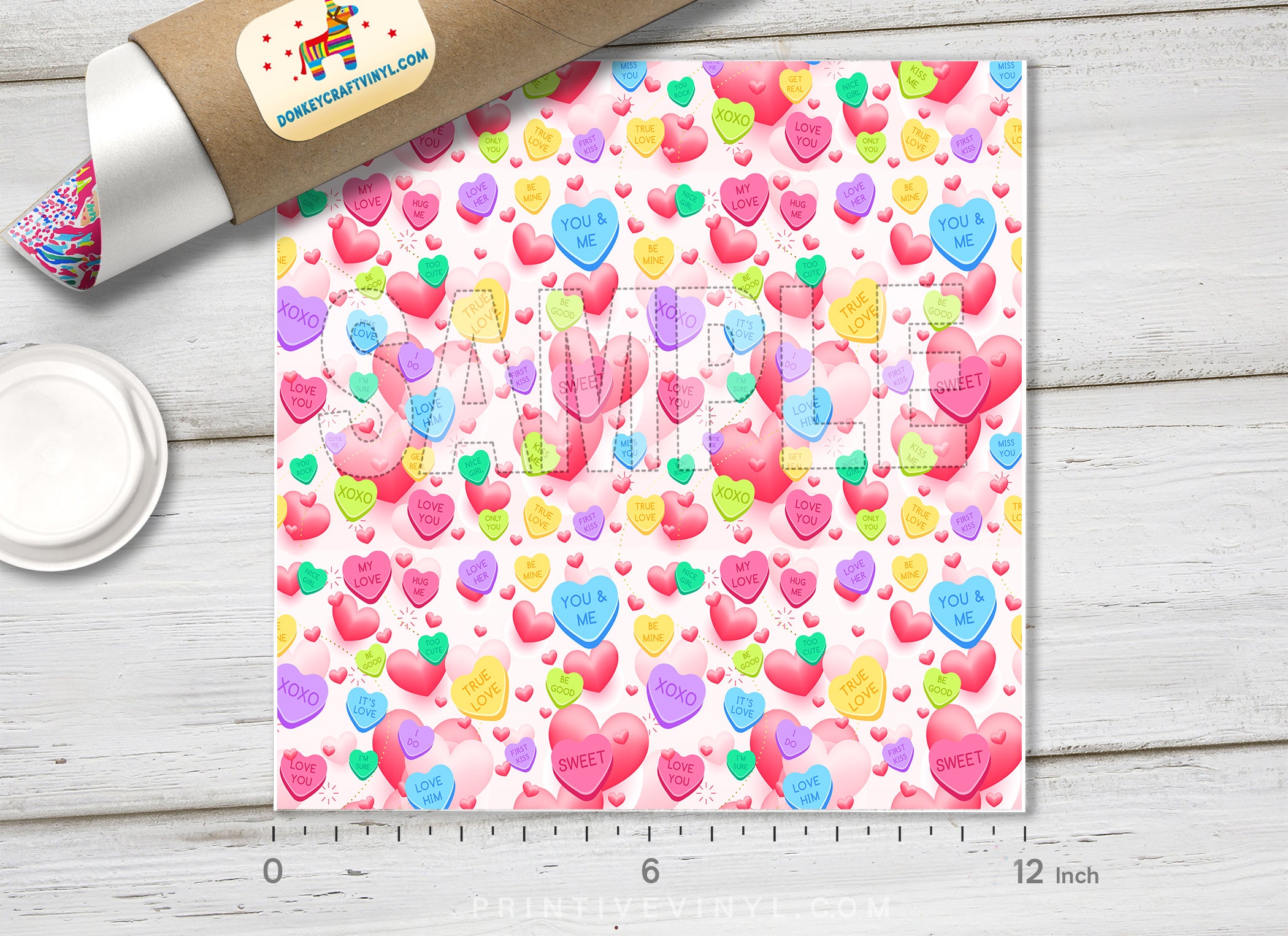 Sweet Conversation Hearts Adhesive Vinyl 1588 - Donkey Craft Vinyl