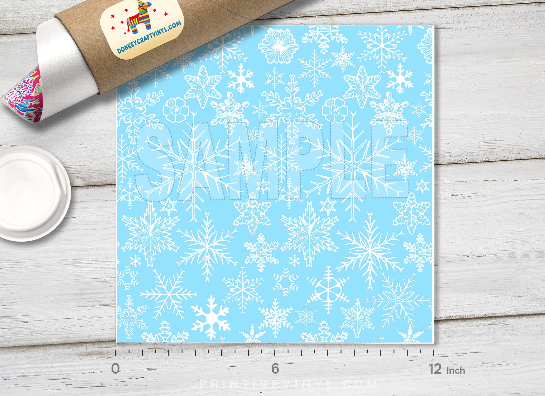 Blue Frozen Snow Flakes Pattern Adhesive Vinyl 792