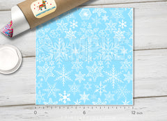 Blue Frozen Snow Flakes Pattern Adhesive Vinyl 792