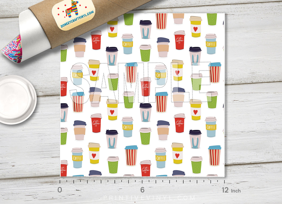 Coffee Cups Adhesive Vinyl 1101 - Donkey Craft Vinyl