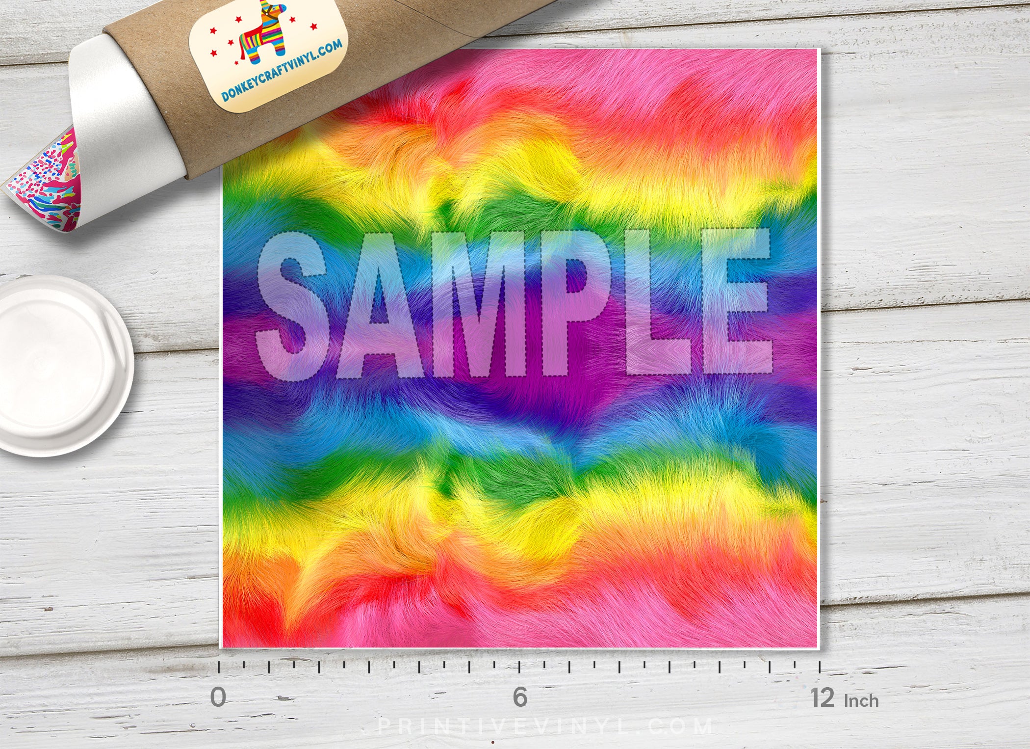Rainbow Faux Fur Adhesive Vinyl 1424 - Donkey Craft Vinyl