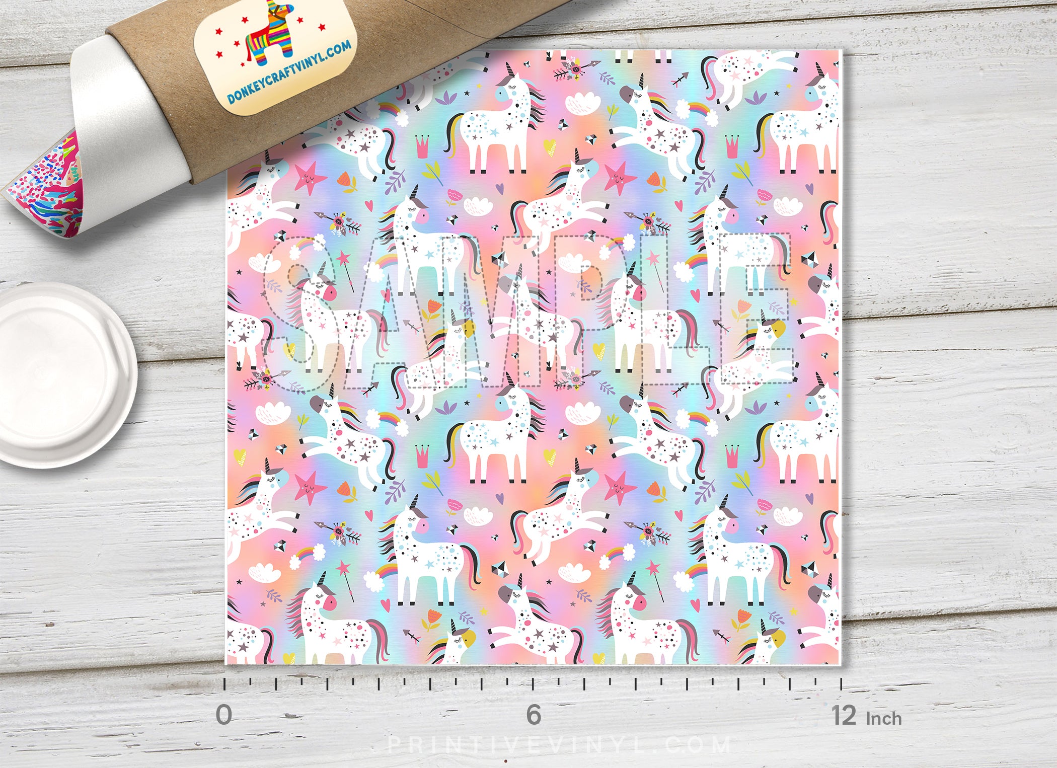 Magical Pastel Unicorn Print Adhesive Vinyl 1521