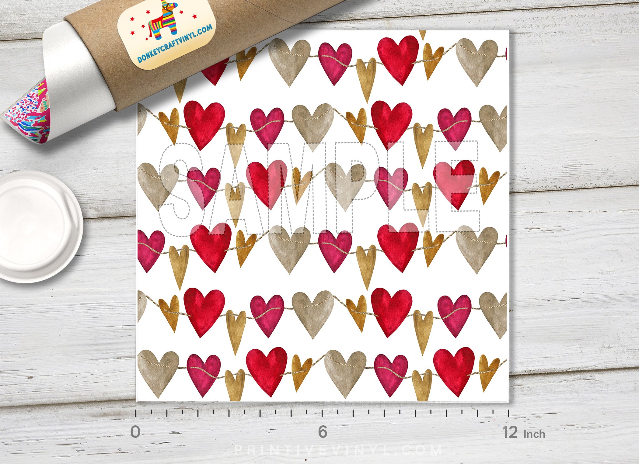 Heart Garland Print Pattern Adhesive Vinyl 1568
