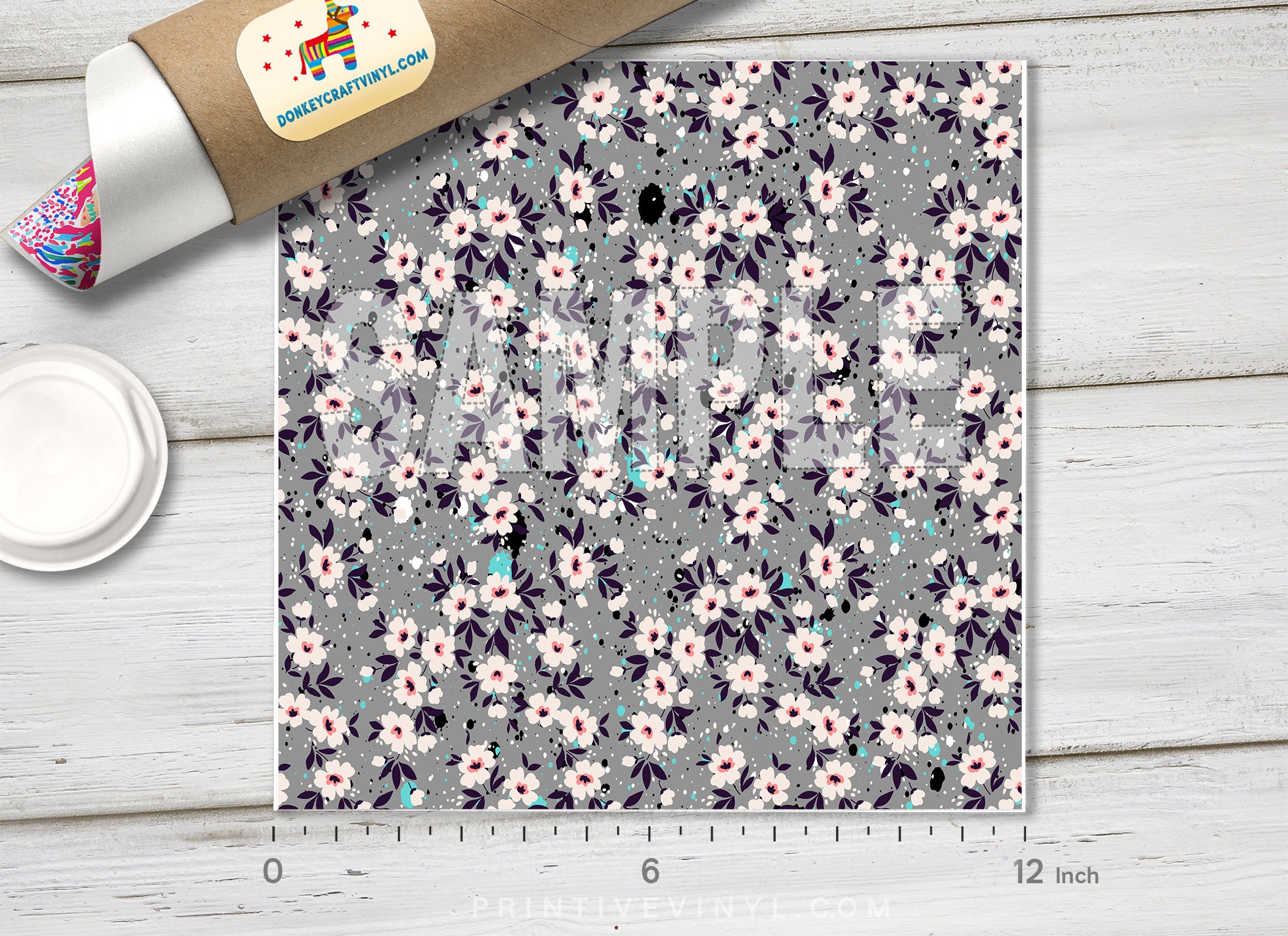 Dainty Floral Adhesive Vinyl 1495 - Donkey Craft Vinyl