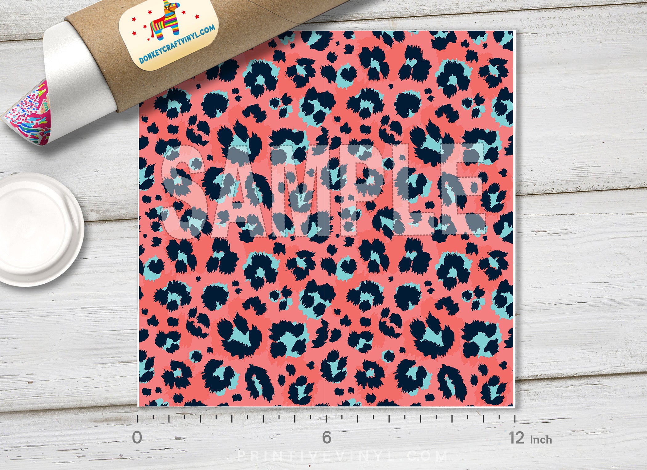 Coral Leopard Pattern Adhesive Vinyl 825