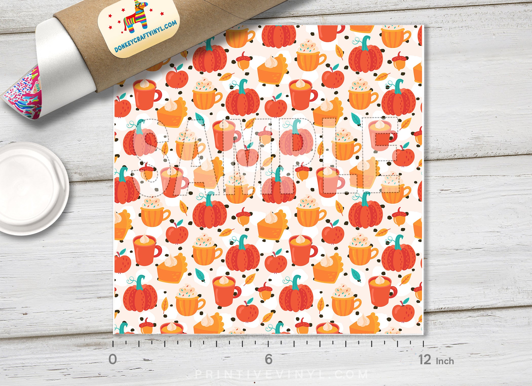 Spice Pumpkin Latte Patterned Adhesive Vinyl H047