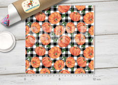 Orange Pumpkin Buffalo Plaid Adhesive Vinyl 1413 - Donkey Craft Vinyl