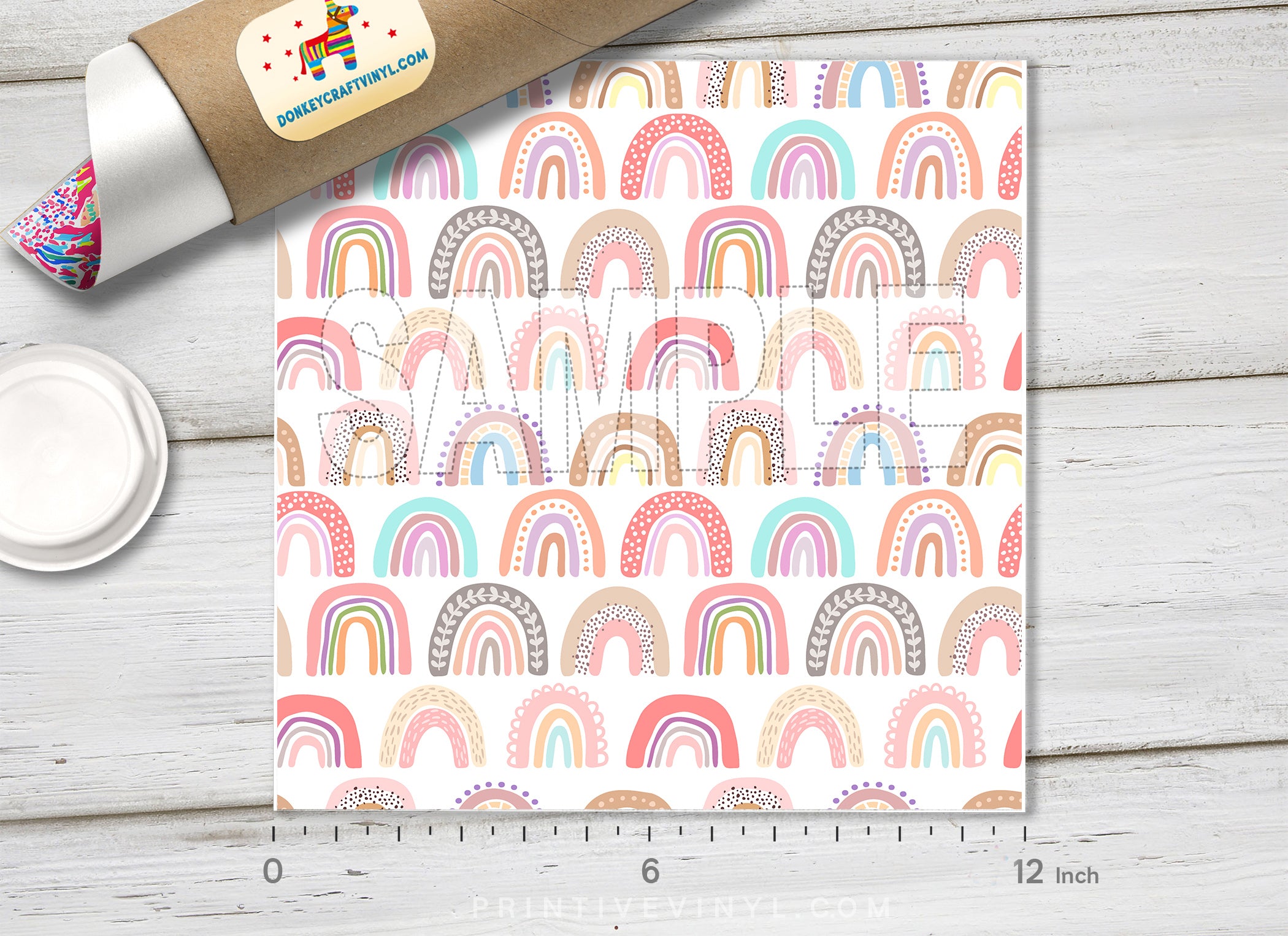 Boho Pastel Rainbow Adhesive Vinyl 1516