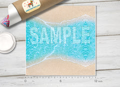 Tropical Ocean Beach Waves Pattern Adhesive Vinyl 1436 - Donkey Craft Vinyl