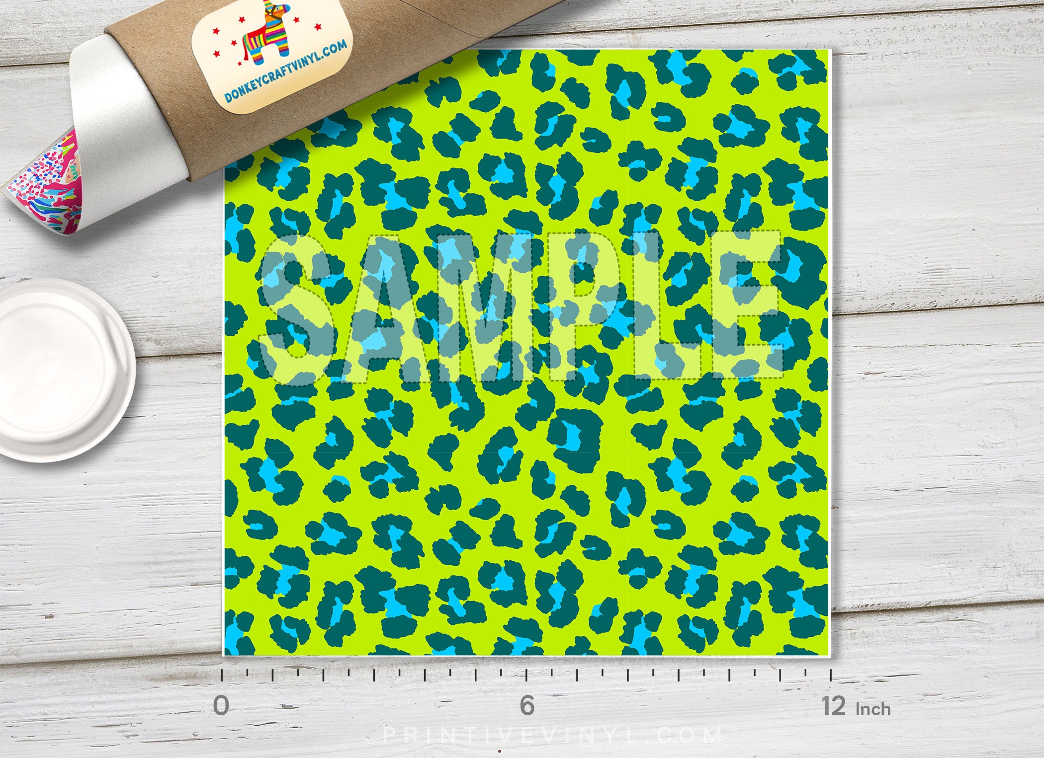 Green Leopard Adhesive Vinyl 1054