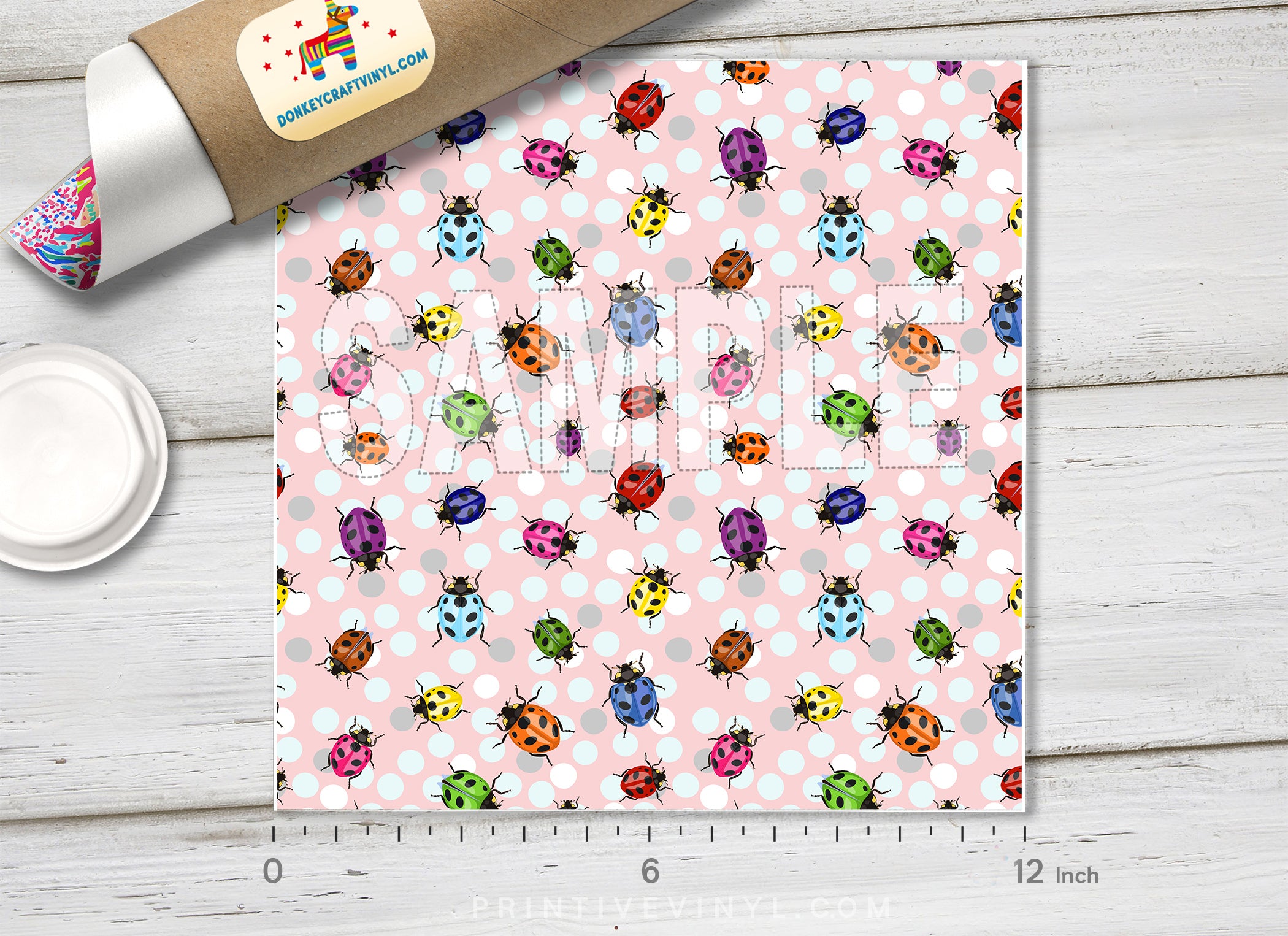 Ladybugs and Polka Dots Adhesive Vinyl 1444 - Donkey Craft Vinyl